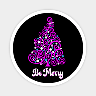 Doodle Christmas Tree "Be Merry" - Barbie Style Colors, Magnet